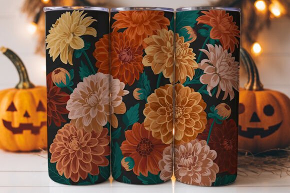 Autumn Dahlia Flowers Tumbler Wrap: A Versatile Graphics Asset
