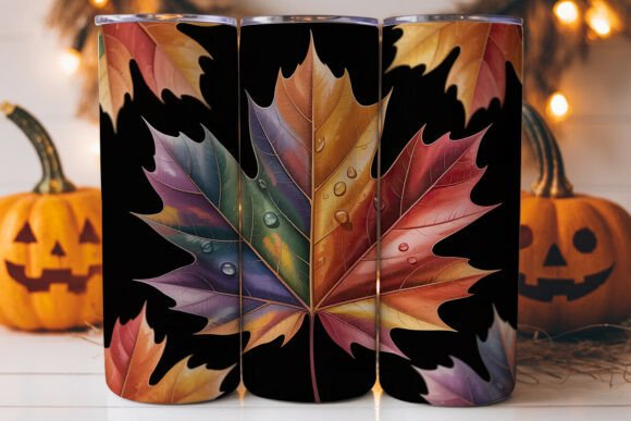 Autumn Leaves with Water Drops Tumbler