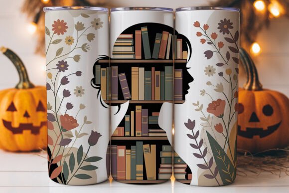 Book Lover Silhouette 20oz Tumbler Wrap Graphics