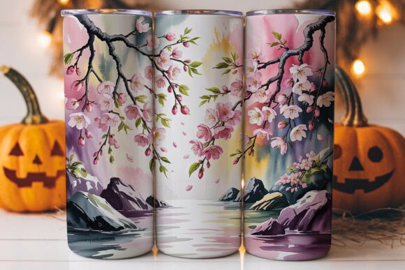 Cherry Blossom Watercolor 20oz Tumbler Graphics