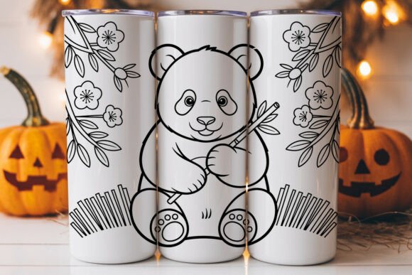 Cute Panda with Cherry Blossoms: A Charming Tumbler Graphics Asset