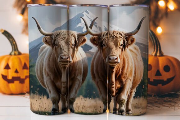 Highland Cow Tumbler Wrap: A Charming Embroidery Design