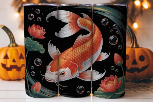 Koi Fish and Lotus 20oz Tumbler Wrap: A Versatile Graphics Asset