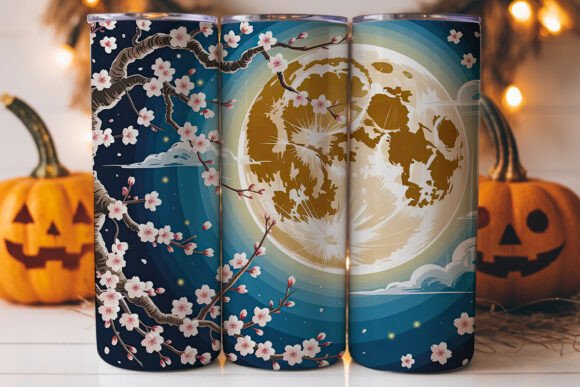 Moonlit Cherry Blossom 20oz Tumbler Wrap: A Graphics Gem