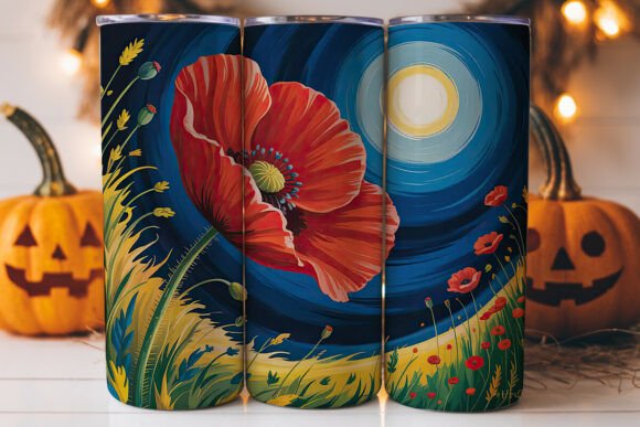 Moonlit Poppy Garden Tumbler Wrap: A Graphics Gem