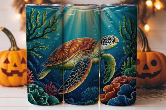 Sea Turtle Underwater 20oz Tumbler Wrap Graphics