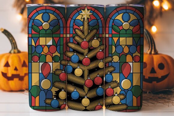 Stained Glass Christmas Tree Tumbler: A Graphics Gem for Tumbler Wraps
