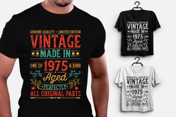 Vintage 1975 50th Birthday T-Shirt Graphics