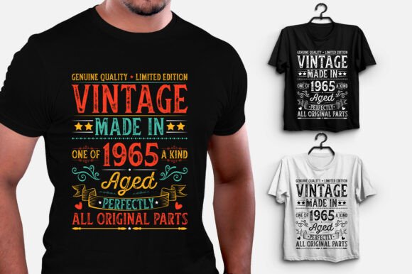 Vintage Made in 1965 T-Shirt Designs for Graphics