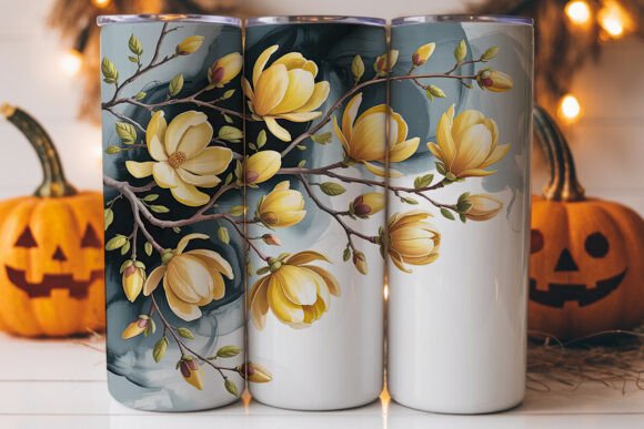 Yellow Magnolia Tumbler Wrap PNG: A Vibrant Graphics Asset